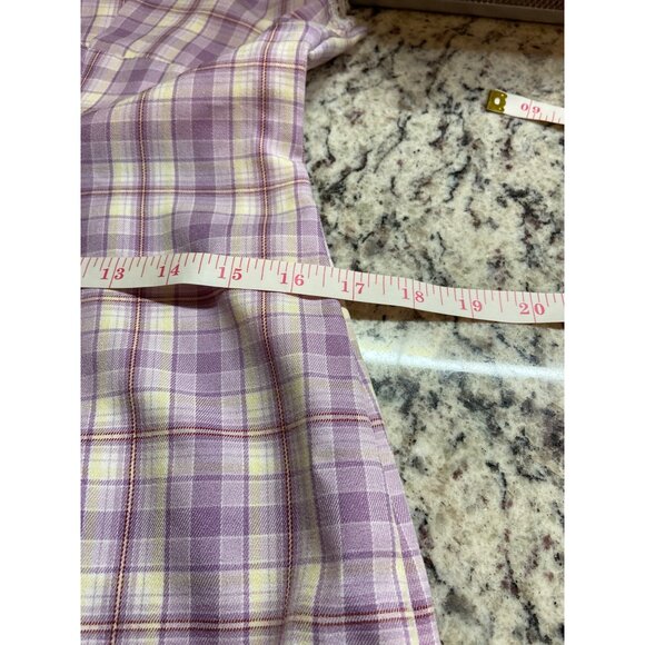 Airyflow Womens Mini Dress Medium Purple Plaid Lace Trim Preppy Fairycore - Picture 6 of 7